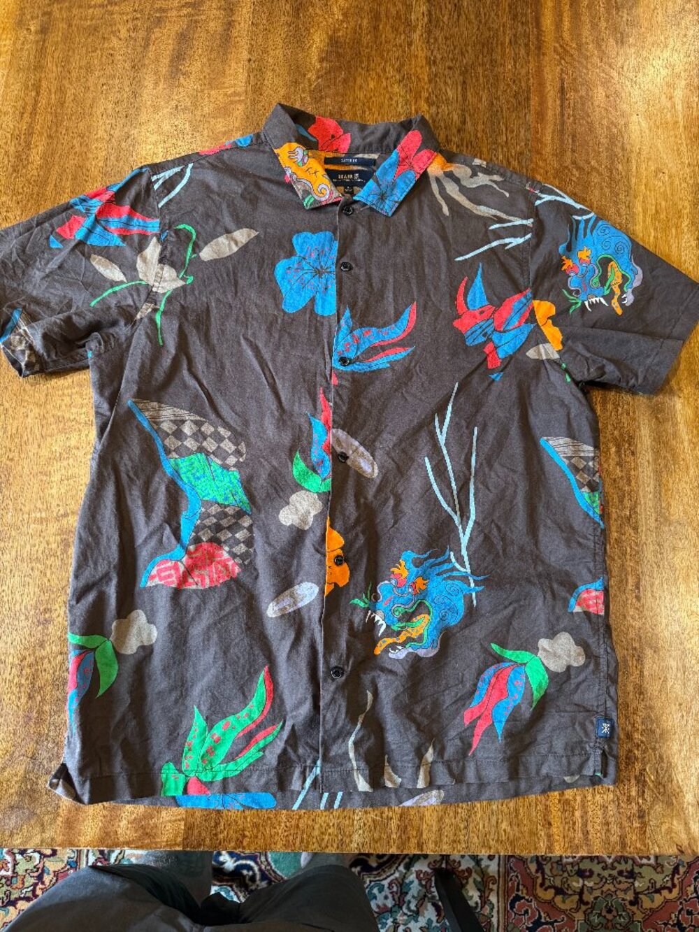 ROARK - Gonzo Camp Collar Shirt - Coffee Phantasm - mens Large